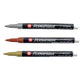 Three Permapaque metallic markers in silver, gold, and copper.