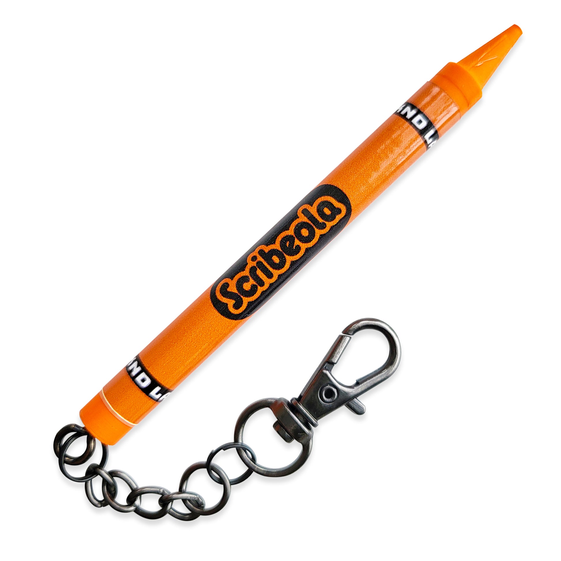 Orange crayon scribe keychain
