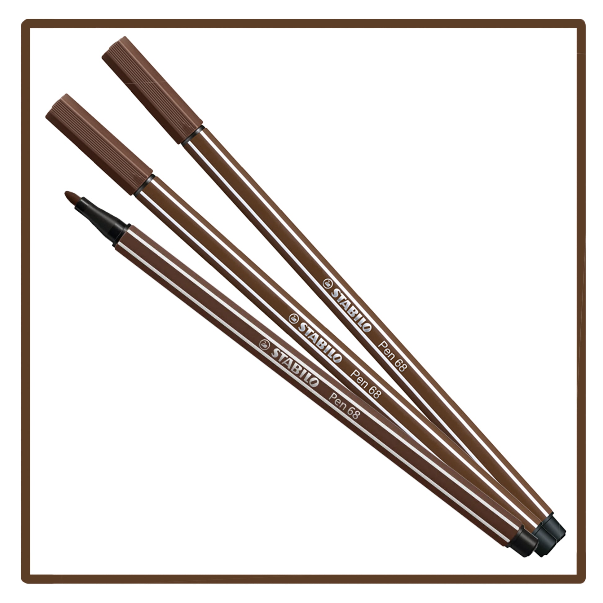 Stabilo 68 pen with a bullet tip in color dark brown