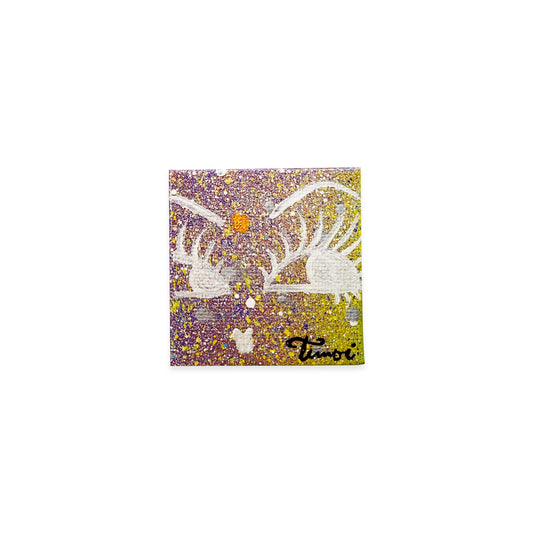 Multicolor mini canvas painting of doll face signed by Timoi