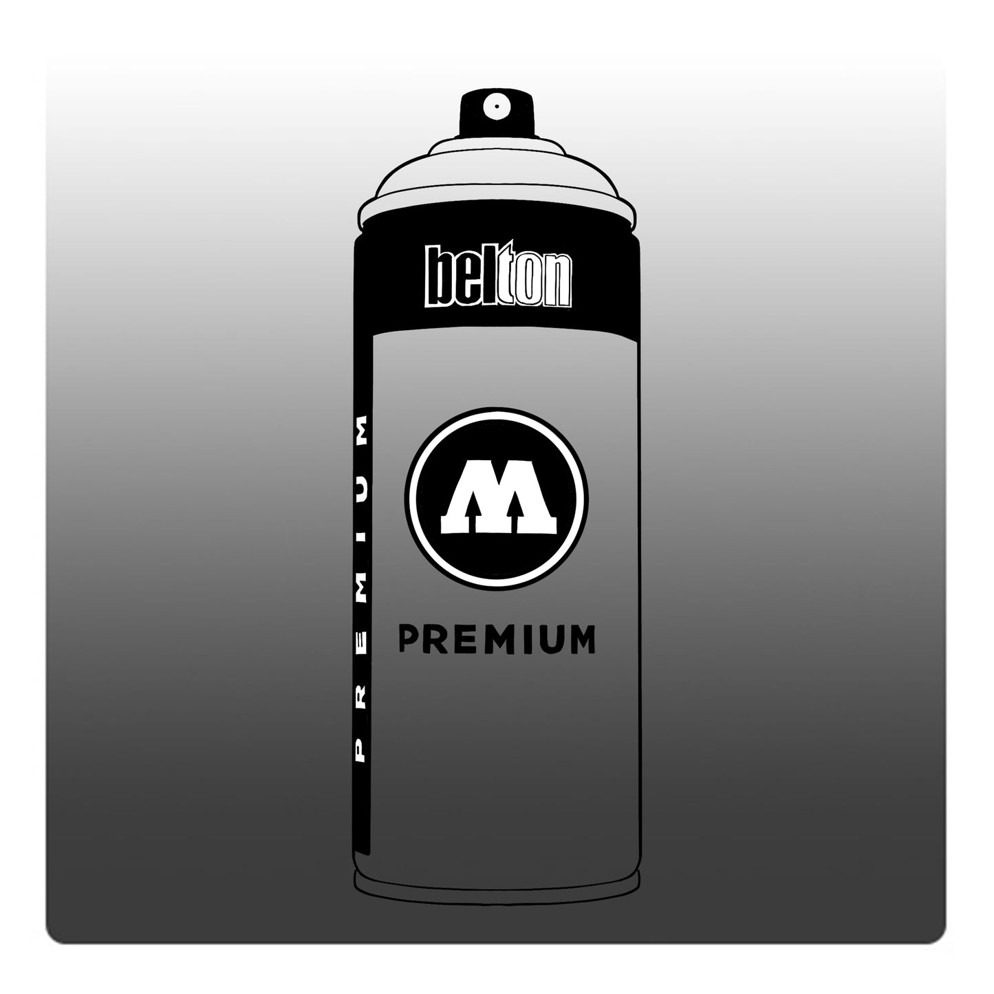 A line drawing of a spray paint can with a transparent, dark grey color swatch.