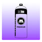 A line drawing of a spray paint can with a transparent, purple color swatch.