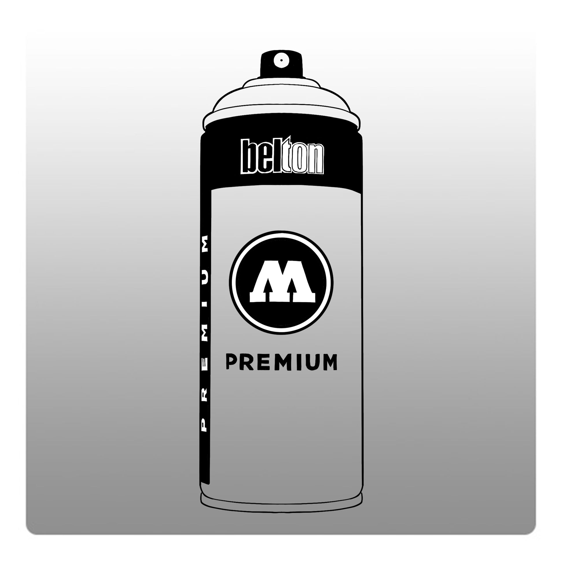 A line drawing of a spray paint can with a transparent, grey color swatch.