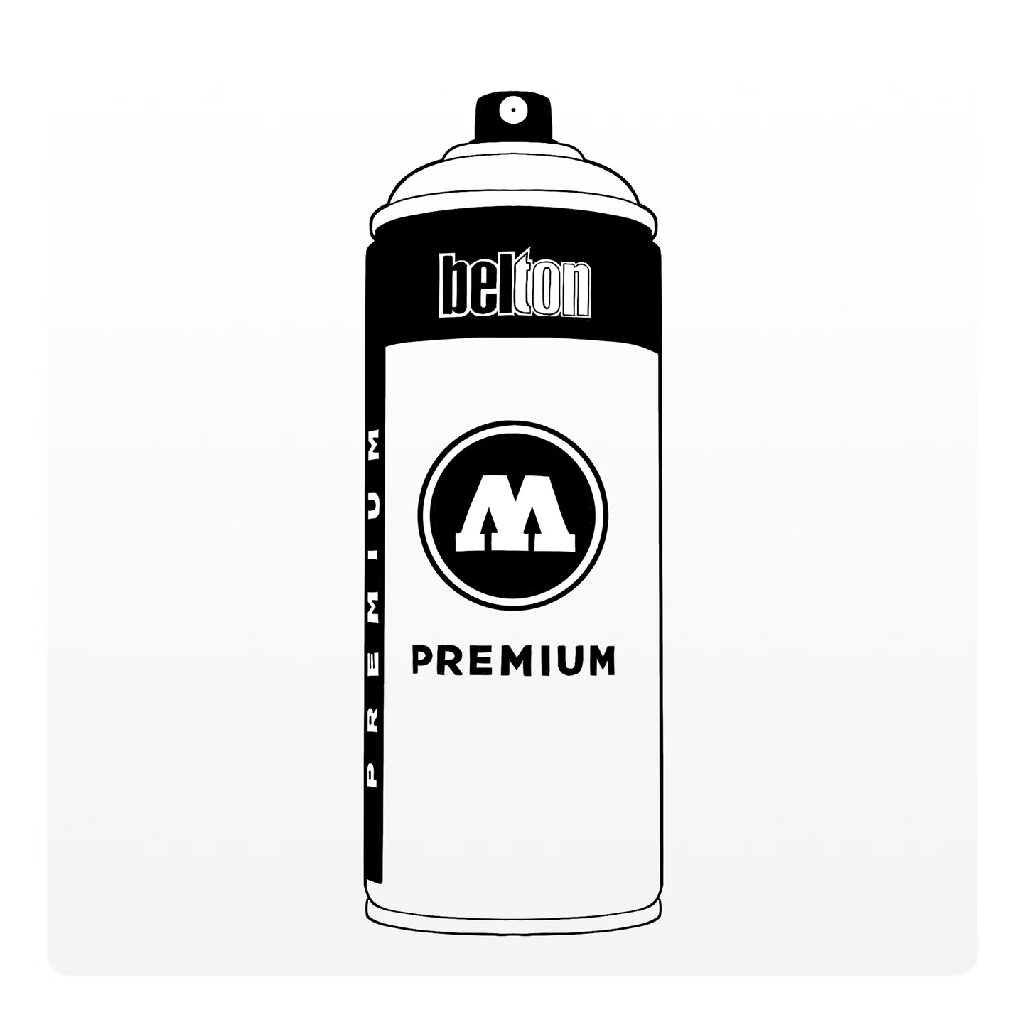 A line drawing of a spray paint can with a transparent, light grey color swatch.