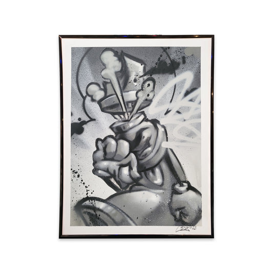 Original painting of spray paint can on paper by street artist Cale.