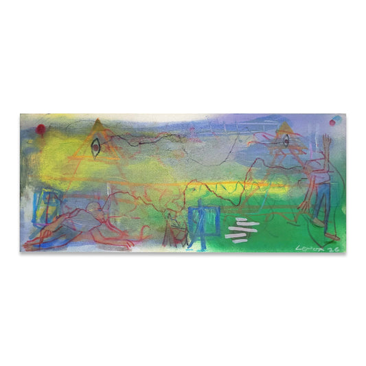A signed mixed media, abstract painted canvas. 