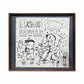 A framed black and white drawing of a man reaching out to another man wearing a hood with writing ' LockSmiiths Badfoyahealth 2010'.