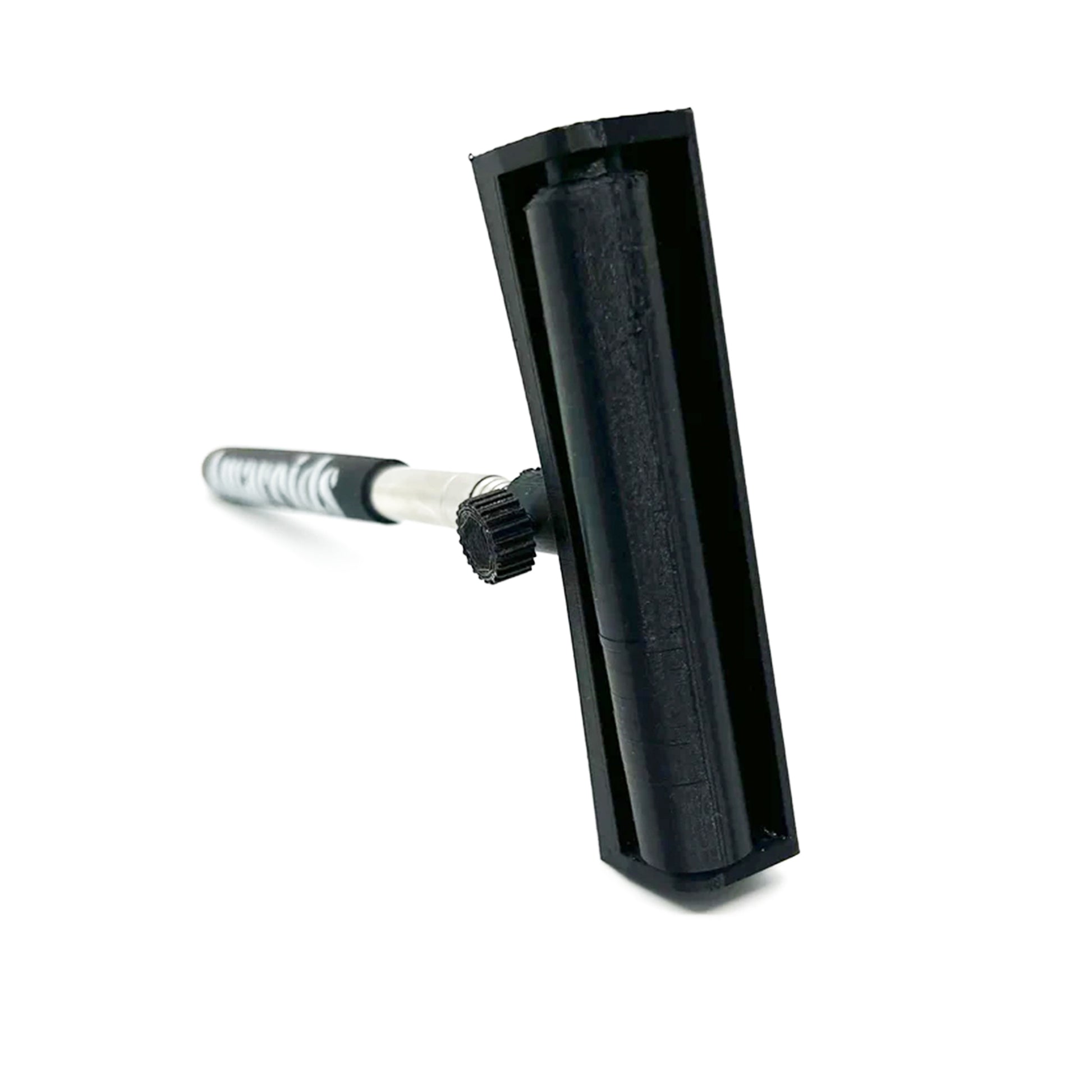 sticker extension pole with black rolling plastic head on metal  retractable pole.