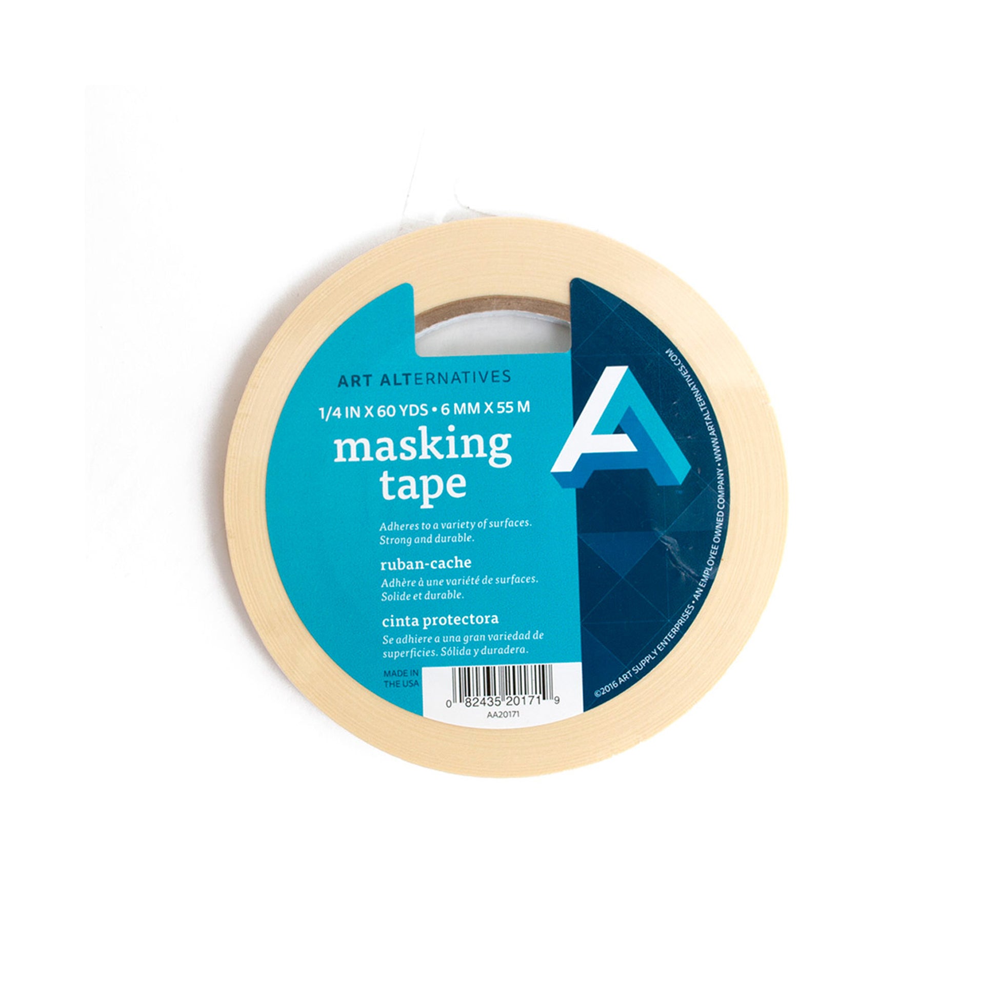 art alternative masking tape packaged with a blue label with a white background