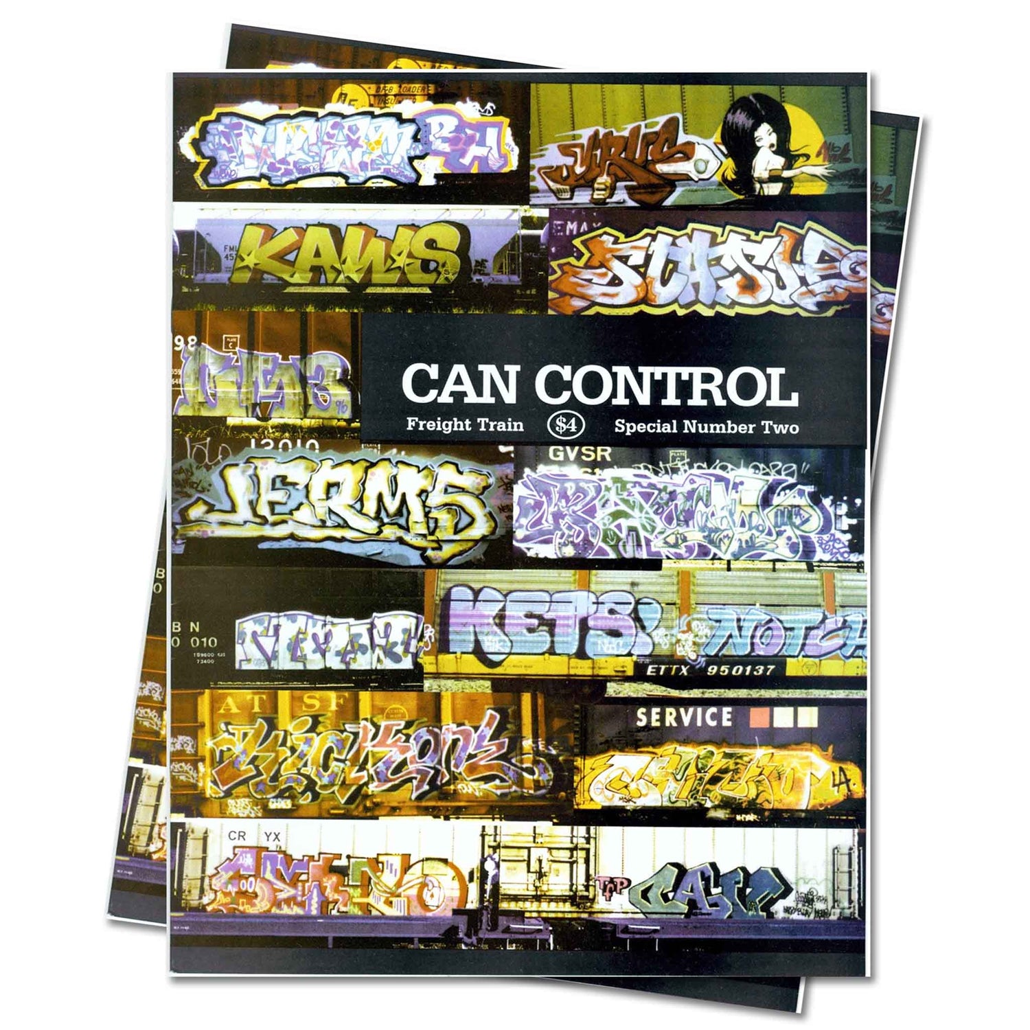'CAN CONTROL - Freight Trains special number two' magazine cover with various photos of graffiti on trains.