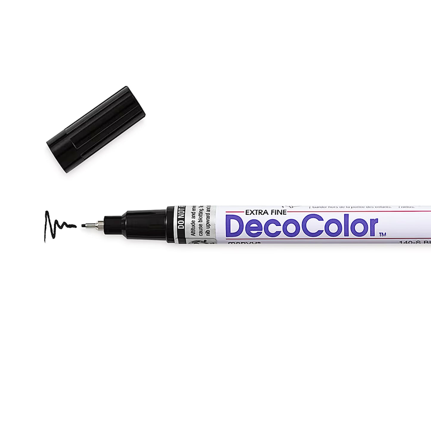 Black DecoColor extra fine line oil based paint marker.