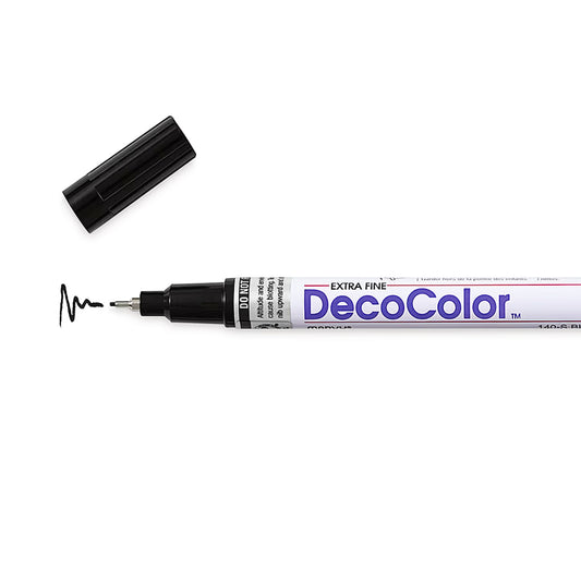 Black DecoColor extra fine line oil based paint marker.