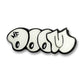 white mf doom bubble letter pin