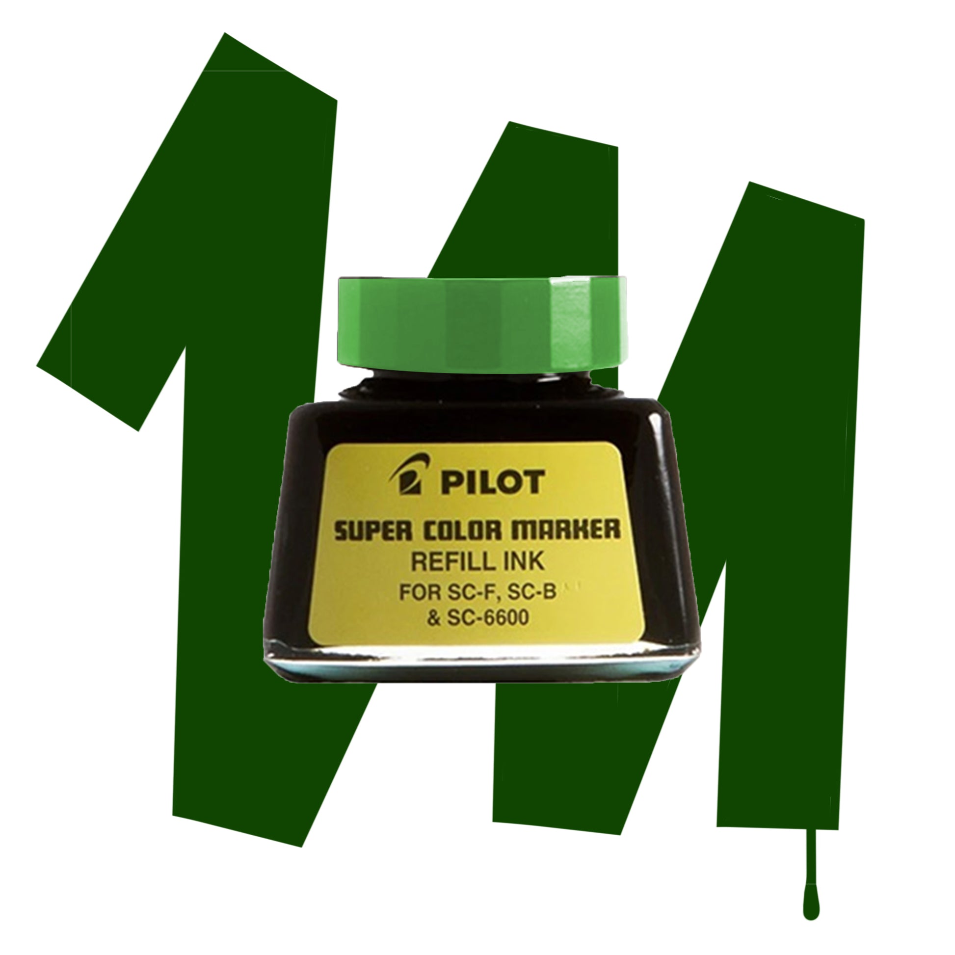 Pilot xylene based marker ink in green.