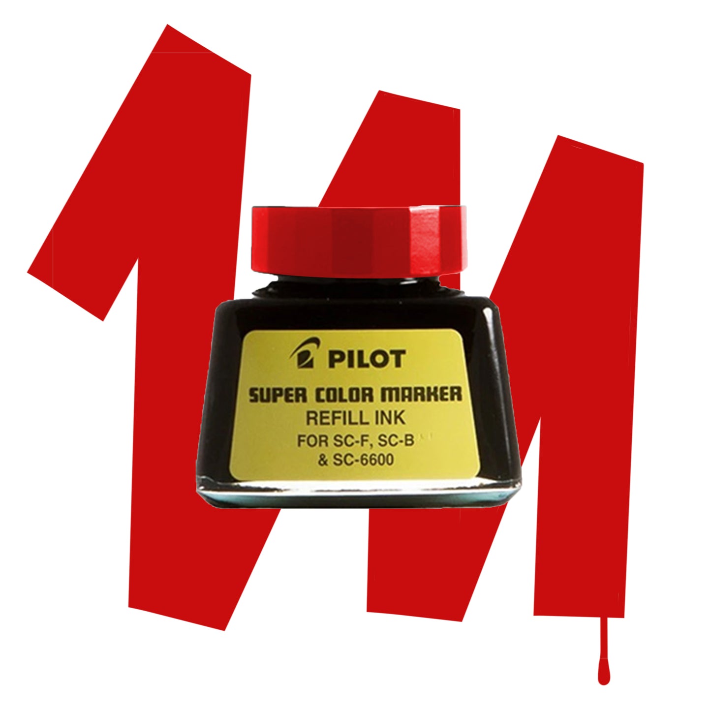 Pilot xylene based marker ink in red.