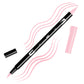 Carnation Tombow double-headed brush-pen with a flexible nylon fiber brush tip and a fine tip against a white background with Carnation strokes