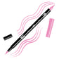 Pink Rose Tombow double-headed brush-pen with a flexible nylon fiber brush tip and a fine tip against a white background with Pink Rose strokes