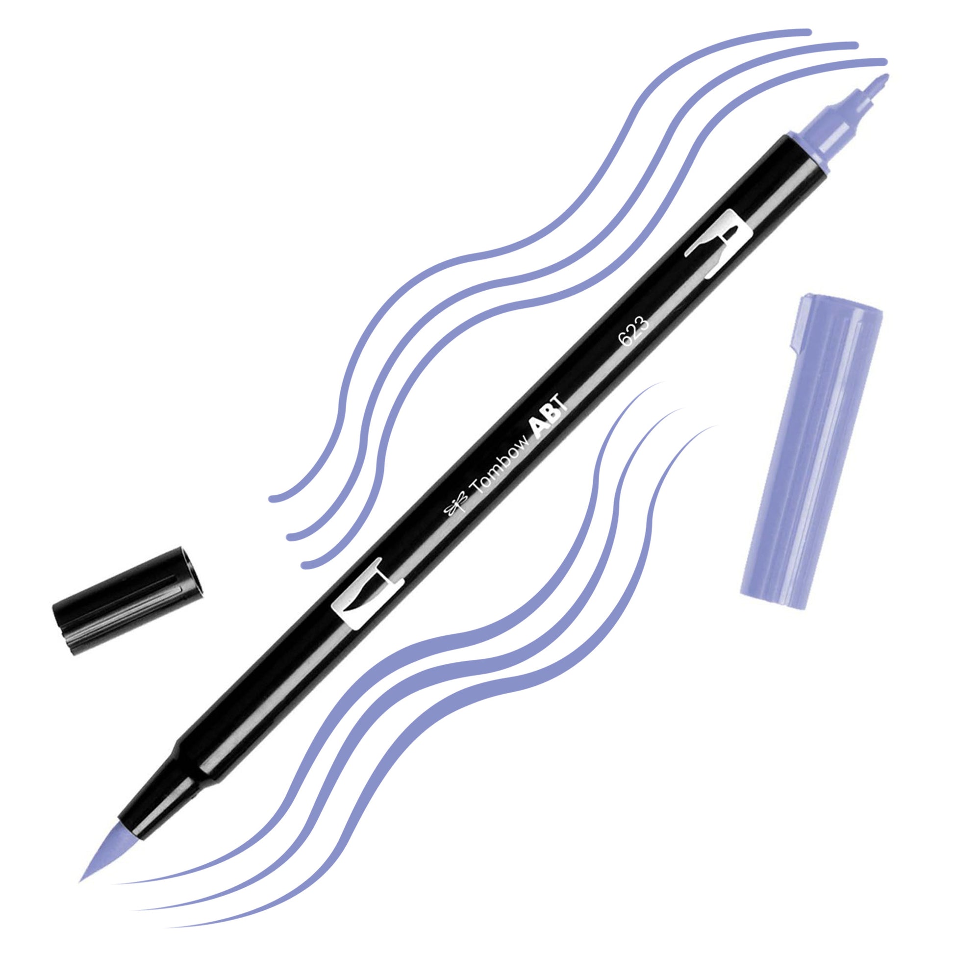 Purple Sage Tombow double-headed brush-pen with a flexible nylon fiber brush tip and a fine tip against a white background with Purple Sage strokes