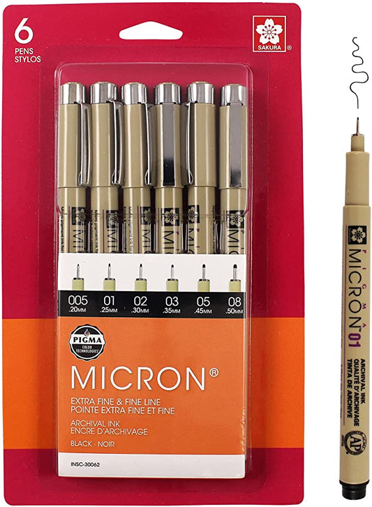 Sakura Pigma Micron Pen 6 Set