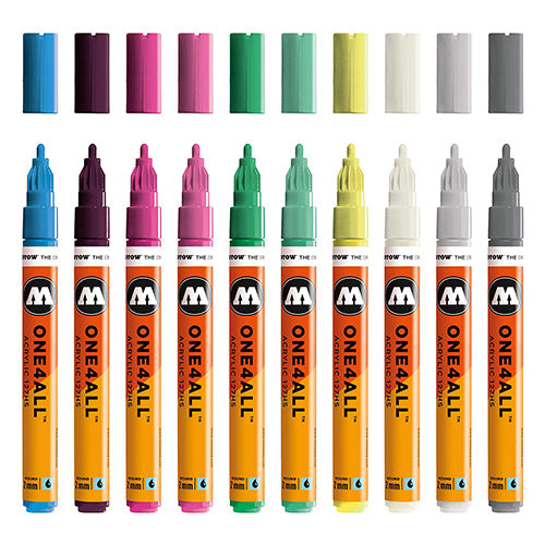 Row of 10 Molotow One 4 All acrylic paint markers